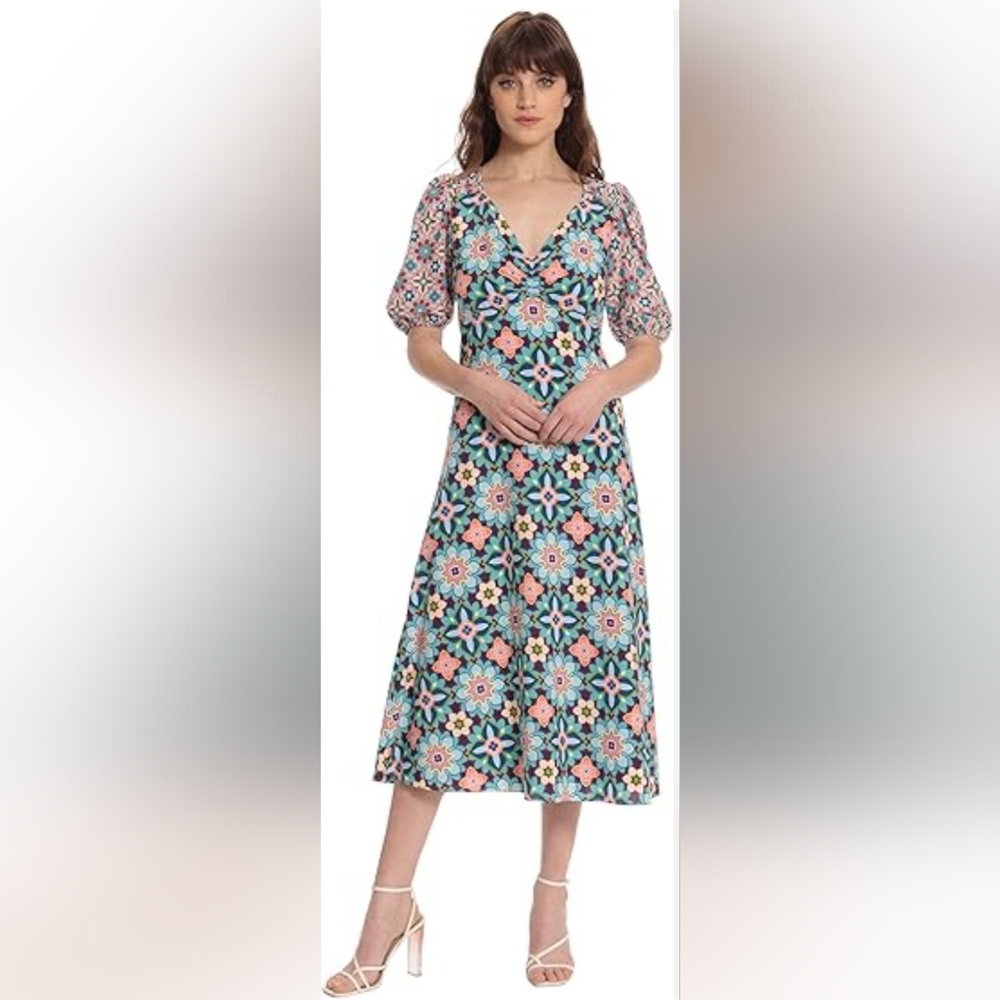 Floral Patterned Dress - Multicolor